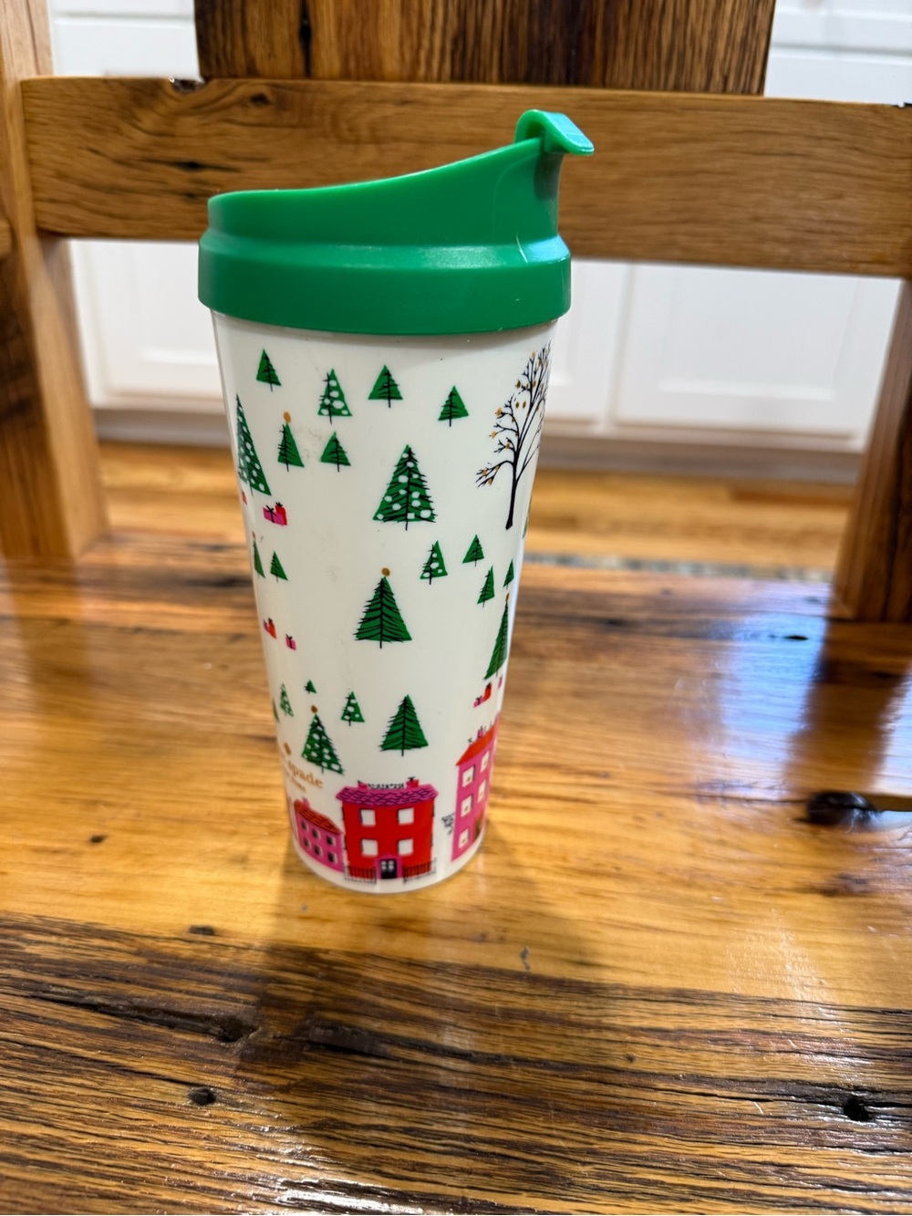 Kate Spade New York Christmas Travel Tumbler with Green Lid